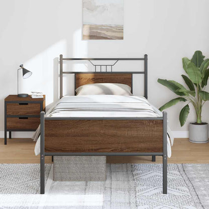 Bedframe Zonder Matras Bewerkt Hout 90 x 200 cm bruin eikenkleur