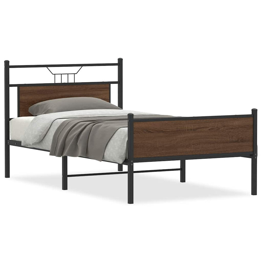Bedframe Zonder Matras Bewerkt Hout 100 x 190 cm bruin eikenkleur