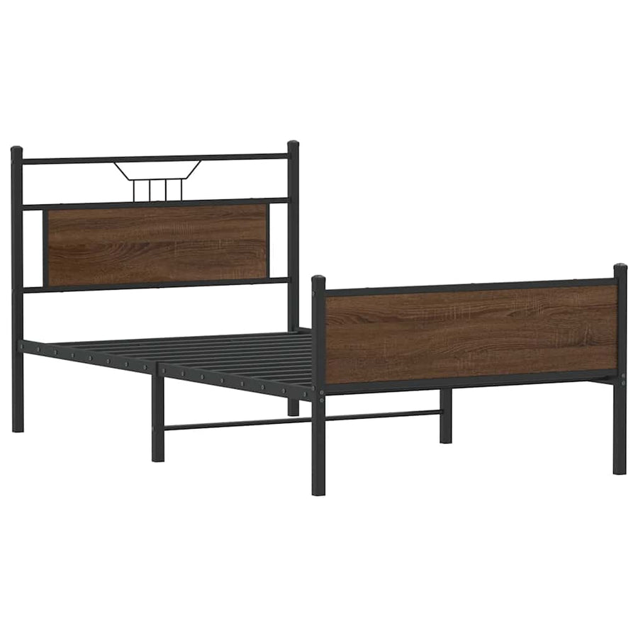 Bedframe Zonder Matras Bewerkt Hout 100 x 190 cm bruin eikenkleur