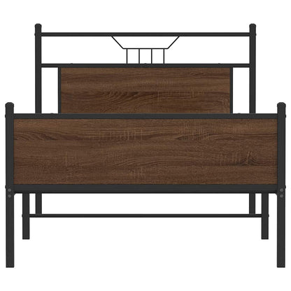 Bedframe Zonder Matras Bewerkt Hout 100 x 190 cm bruin eikenkleur