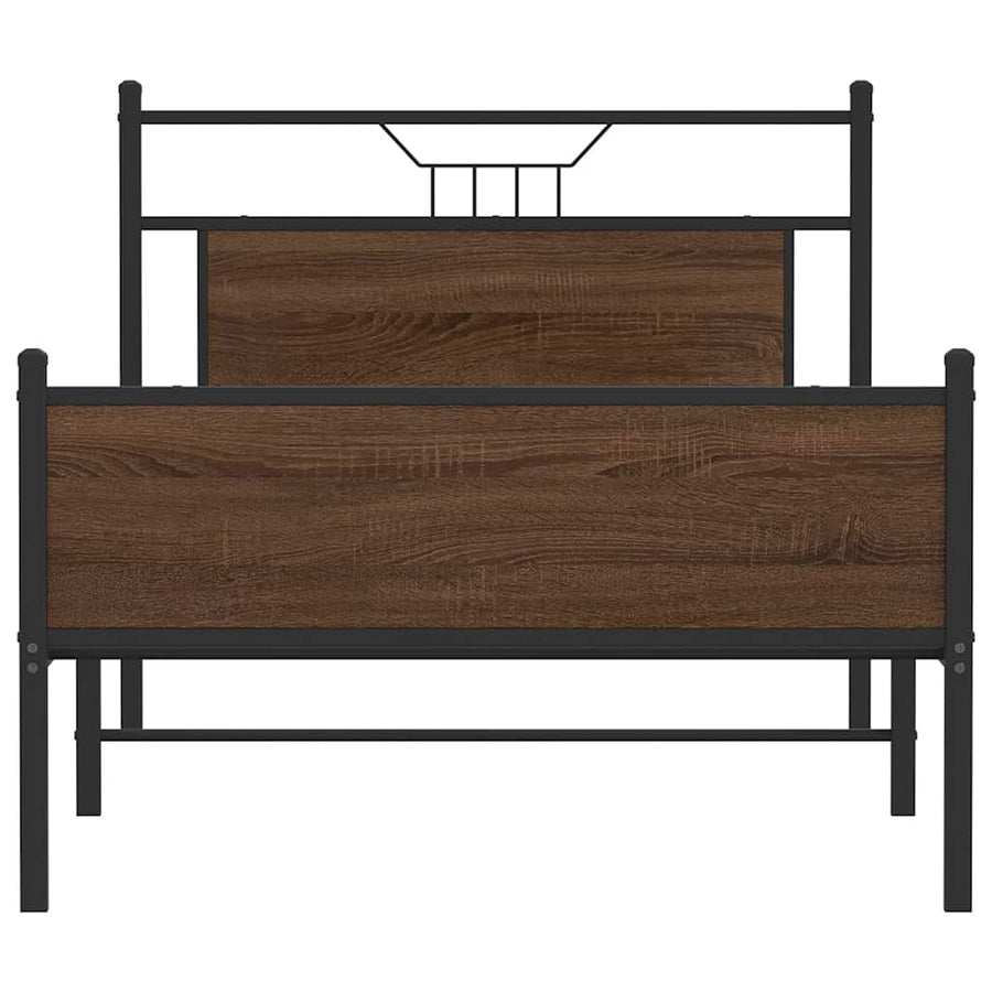 Bedframe Zonder Matras Bewerkt Hout 100 x 190 cm bruin eikenkleur