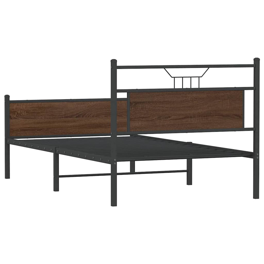 Bedframe Zonder Matras Bewerkt Hout 100 x 190 cm bruin eikenkleur