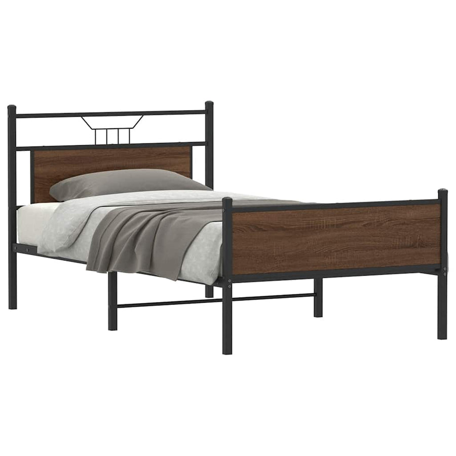 Bedframe Zonder Matras Bewerkt Hout 100 x 190 cm bruin eikenkleur