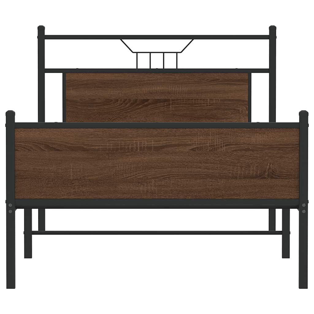 Bedframe Zonder Matras Bewerkt Hout 100 x 200 cm bruin eikenkleur