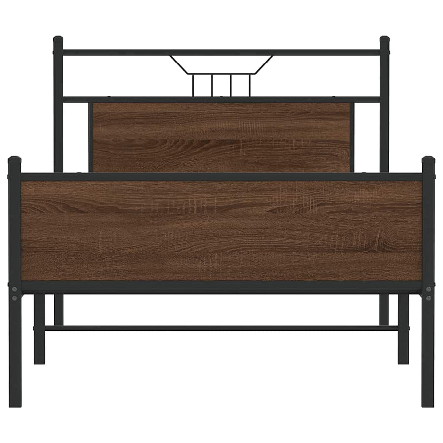 Bedframe Zonder Matras Bewerkt Hout 100 x 200 cm bruin eikenkleur