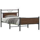 Bed frame without mattress, treated wood, brown oak color, 100x200 cm