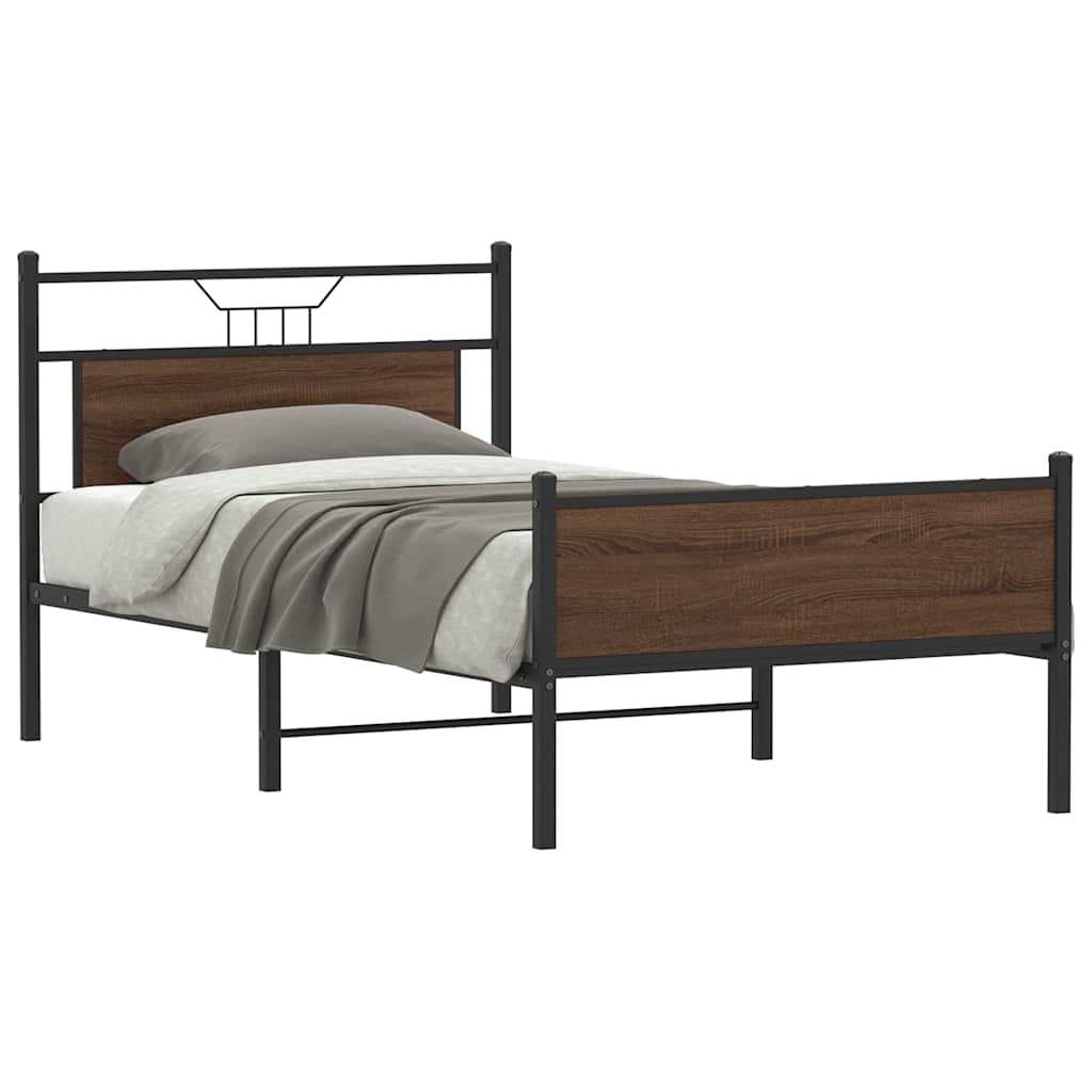 Bedframe Zonder Matras Bewerkt Hout 100 x 200 cm bruin eikenkleur