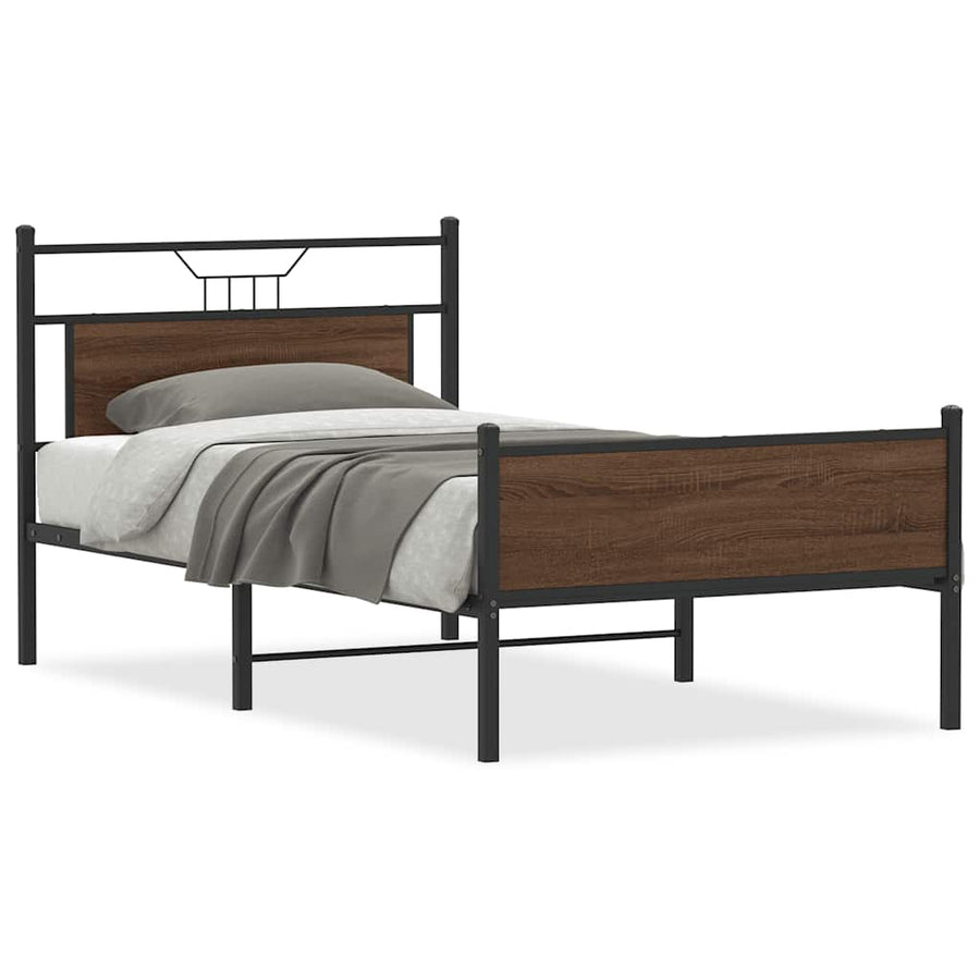 Bedframe Zonder Matras Spaanplaat Ig 107 x 203 cm bruin eikenkleur