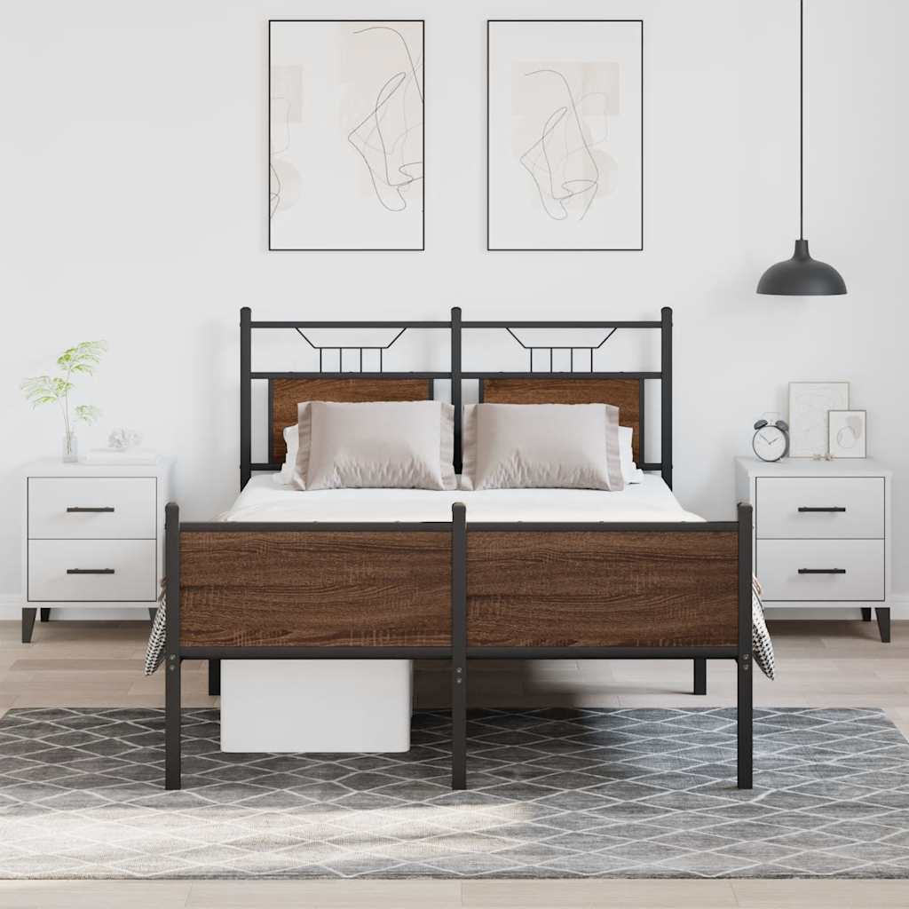 Bedframe Zonder Matras Bewerkt Hout 120 x 190 cm bruin eikenkleur