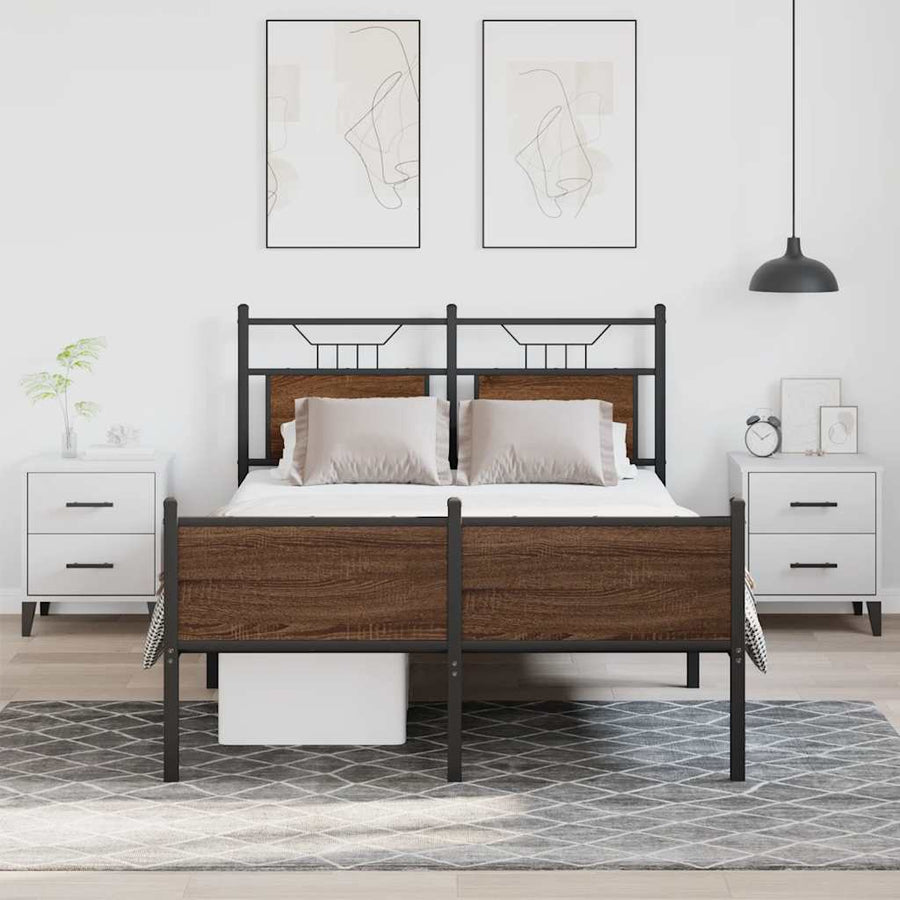 Bedframe Zonder Matras Bewerkt Hout 120 x 200 cm bruin eikenkleur