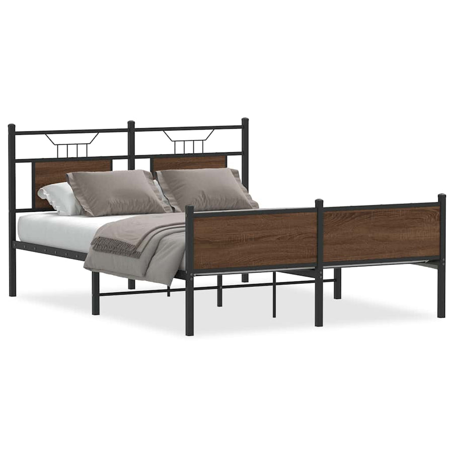 Bedframe Zonder Matras Bewerkt Hout 137 x 190 cm bruin eikenkleur