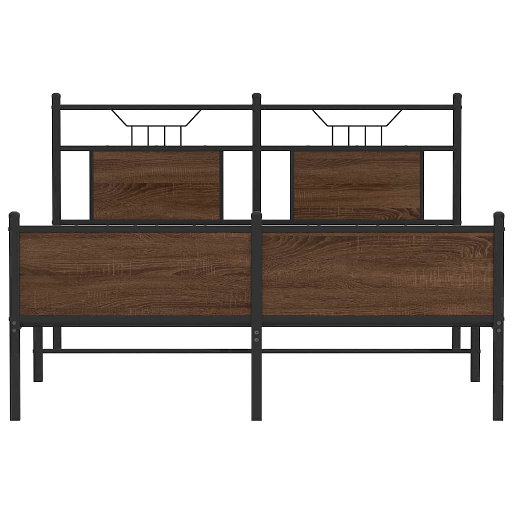Bedframe Zonder Matras Bewerkt Hout 137 x 190 cm bruin eikenkleur