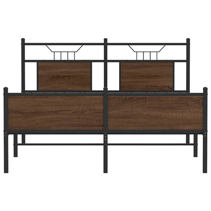 Bedframe Zonder Matras Bewerkt Hout 137 x 190 cm bruin eikenkleur