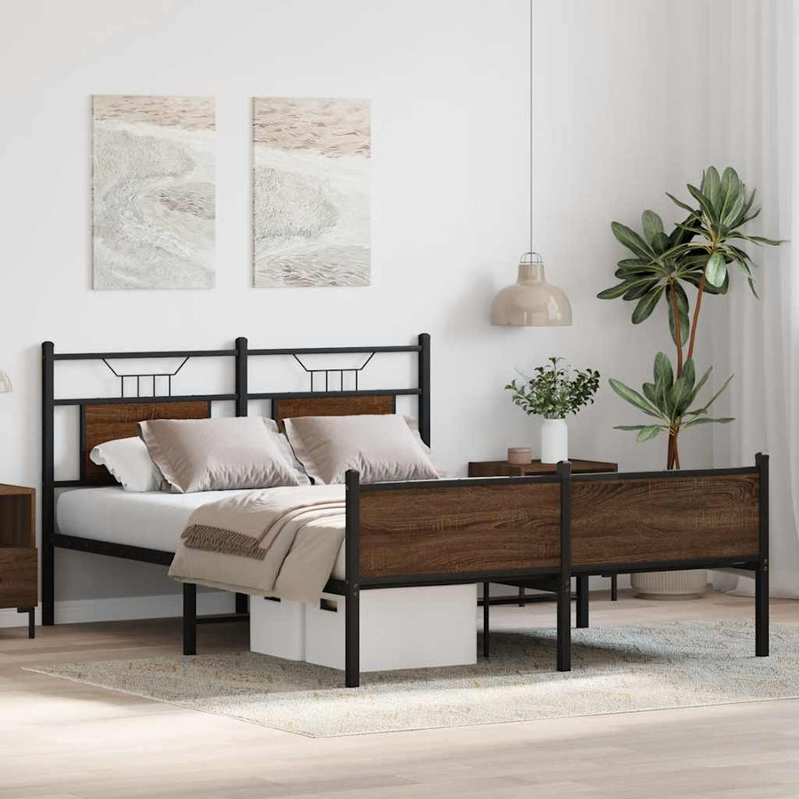 Bedframe Zonder Matras Bewerkt Hout 140 x 190 cm bruin eikenkleur