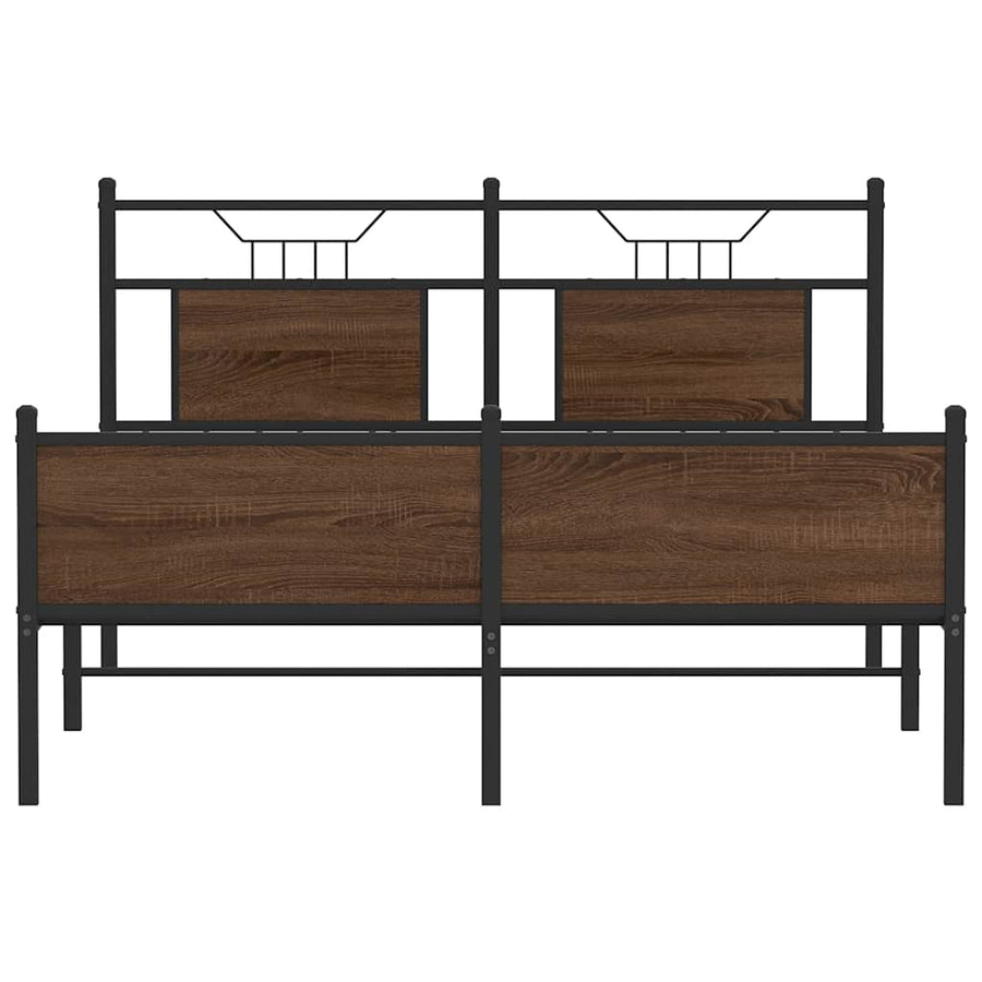 Bedframe Zonder Matras Bewerkt Hout 140 x 190 cm bruin eikenkleur