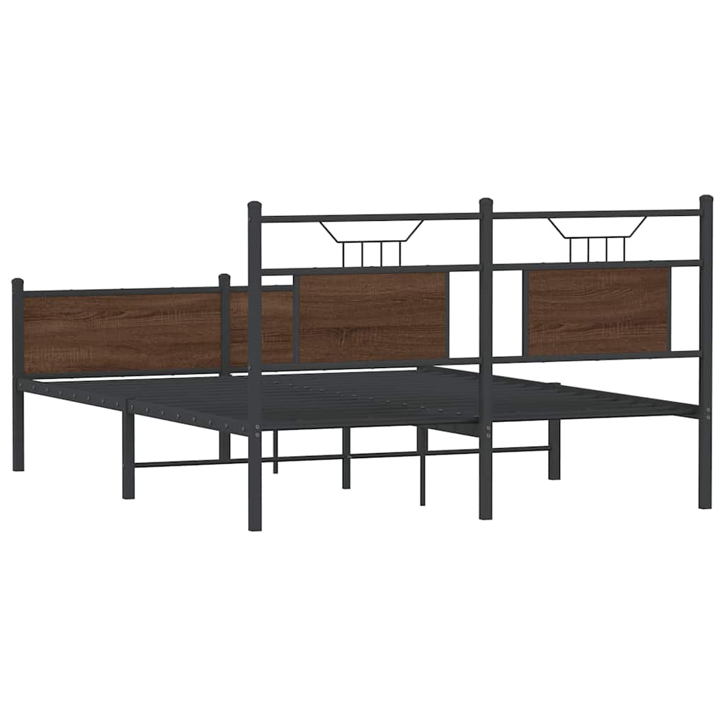 Bedframe Zonder Matras Bewerkt Hout 140 x 190 cm bruin eikenkleur