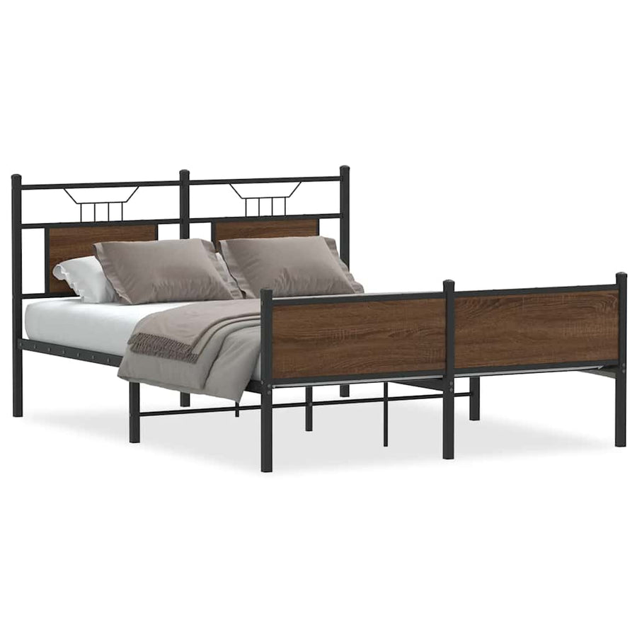 Bedframe Zonder Matras Bewerkt Hout 150 x 200 cm bruin eikenkleur