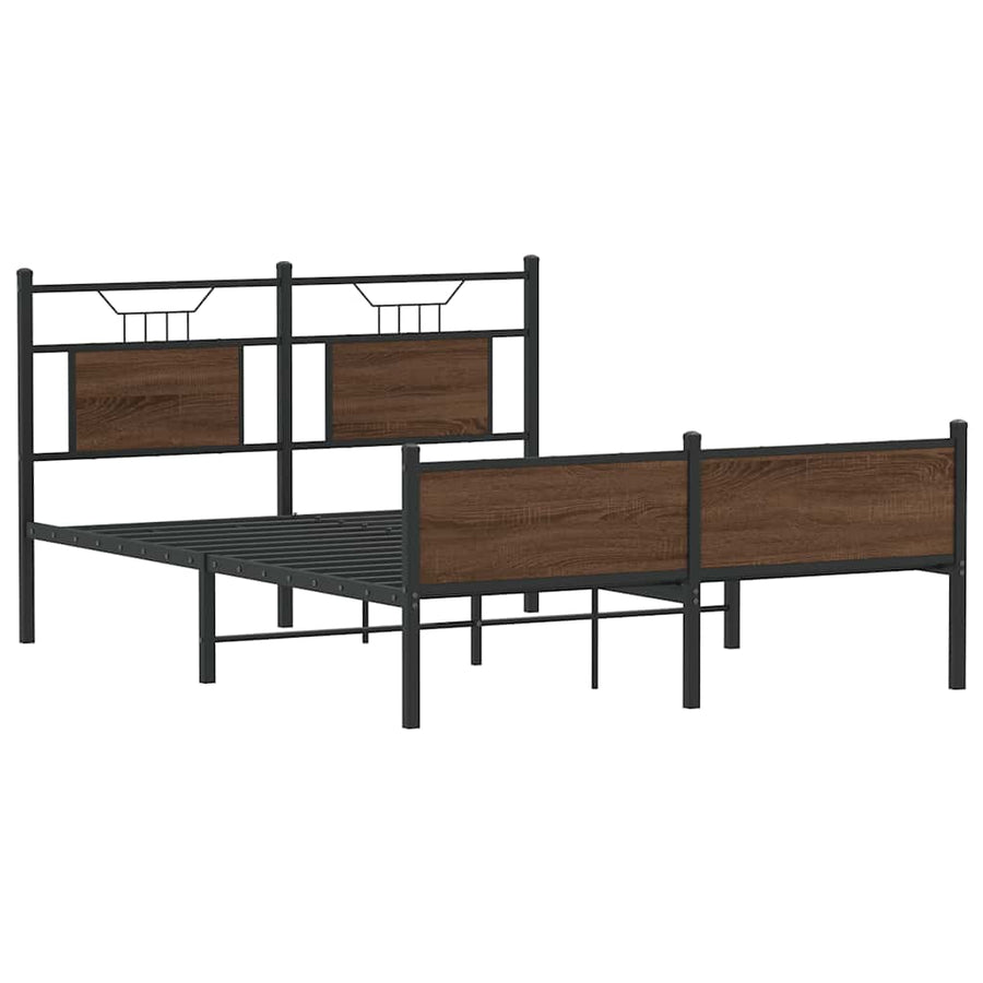 Bedframe Zonder Matras Bewerkt Hout 150 x 200 cm bruin eikenkleur