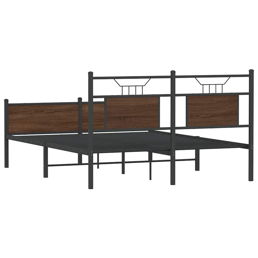 Bedframe Zonder Matras Bewerkt Hout 150 x 200 cm bruin eikenkleur