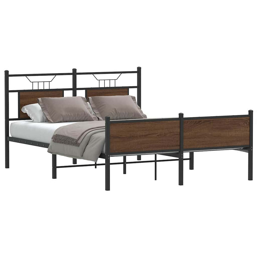 Bedframe Zonder Matras Bewerkt Hout 150 x 200 cm bruin eikenkleur