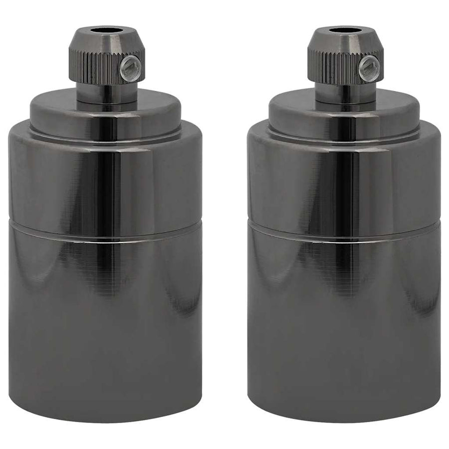 Lamphouders 2 st glanzend zwart E27