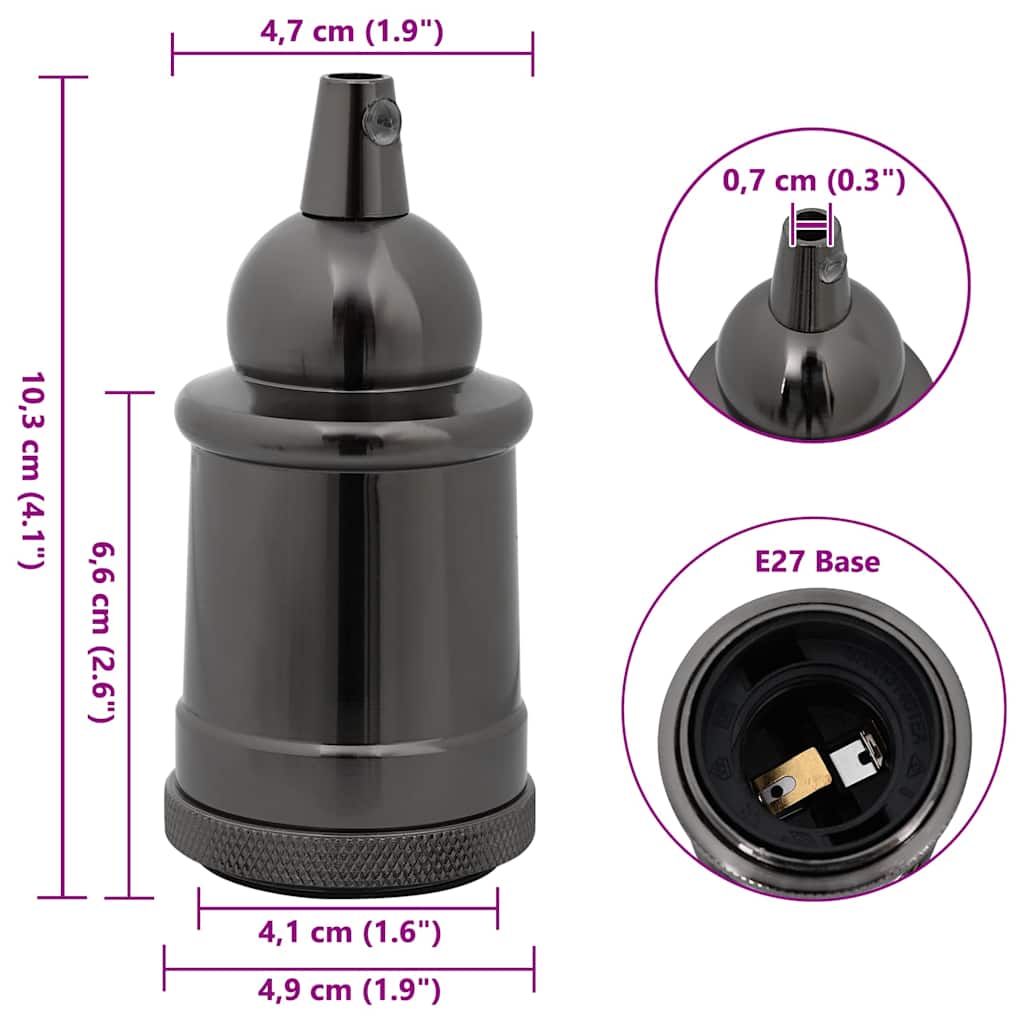 Lamphouders 2 st glanzend zwart E27