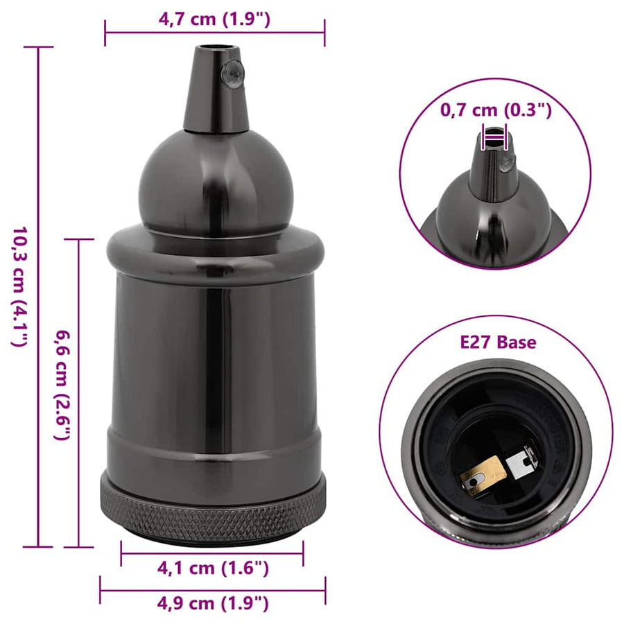Lamphouders 2 st glanzend zwart E27