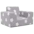 Children's sofa with stars, soft plush, light gray