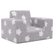 Kinderbank pluche lichtgrijs sterren 52x38x34 cm