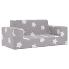Children's 2-seater sofa with stars soft plush light gray
