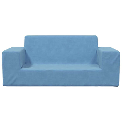 Kinderbank 2-zits zacht pluche blauw