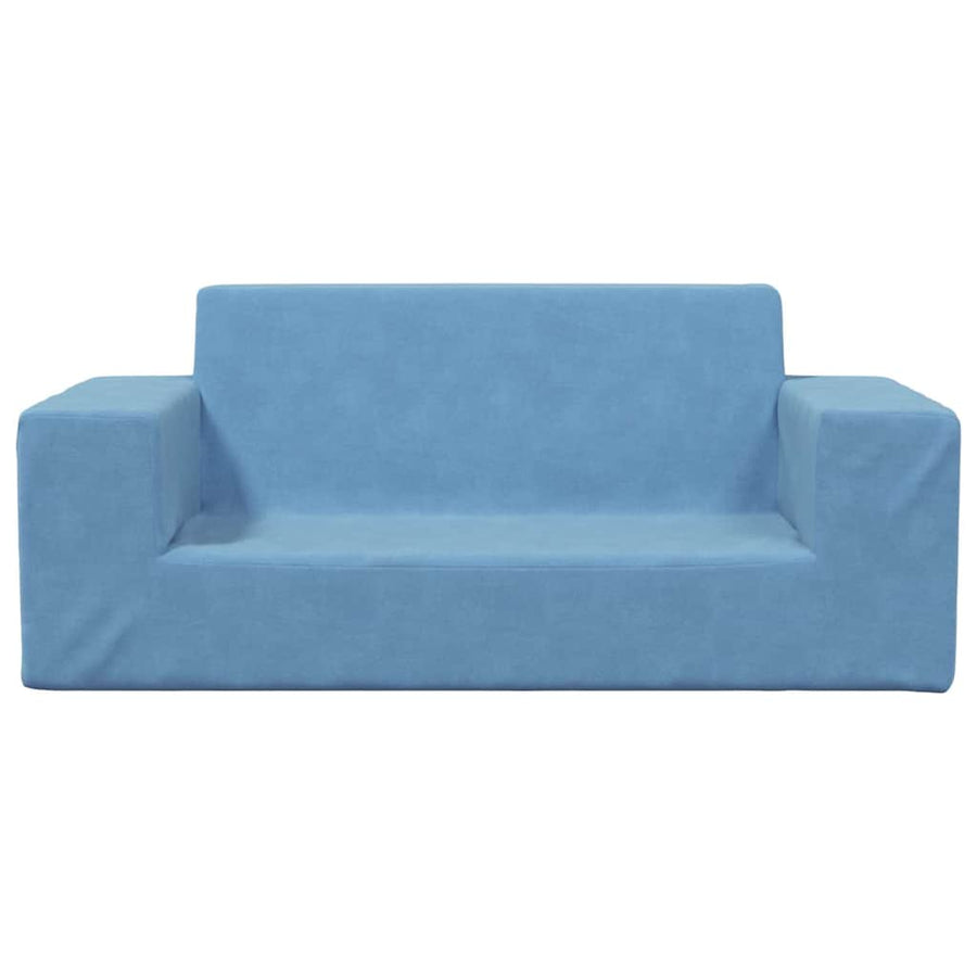 Kinderbank 2-zits zacht pluche blauw