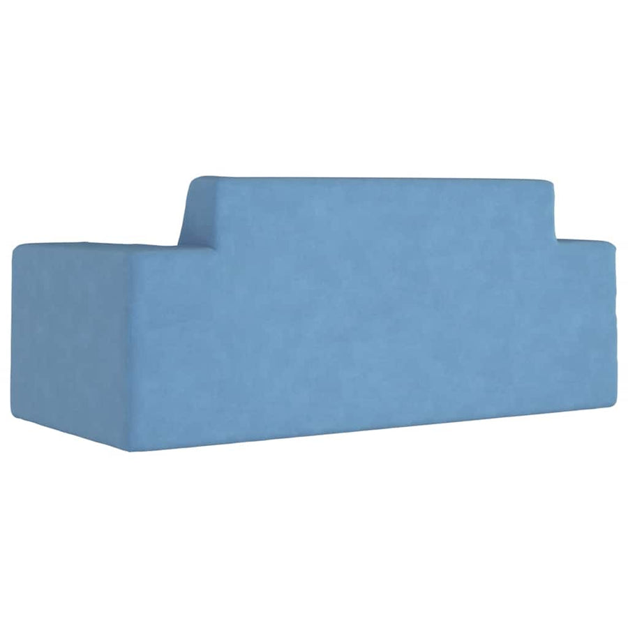 Kinderbank 2-zits zacht pluche blauw