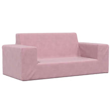 Kinderbank 2-zits zacht pluche roze