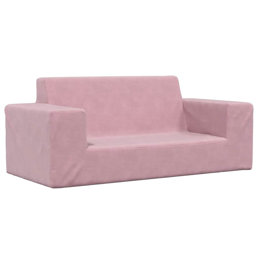 Kinderbank 2-zits zacht pluche roze