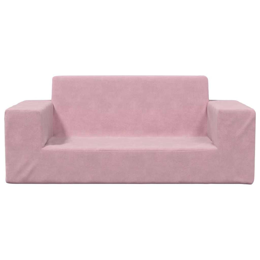 Kinderbank 2-zits zacht pluche roze
