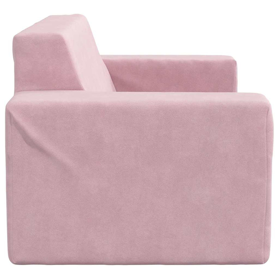 Kinderbank 2-zits zacht pluche roze