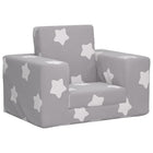 Kids sofa bed with stars soft plush light gray