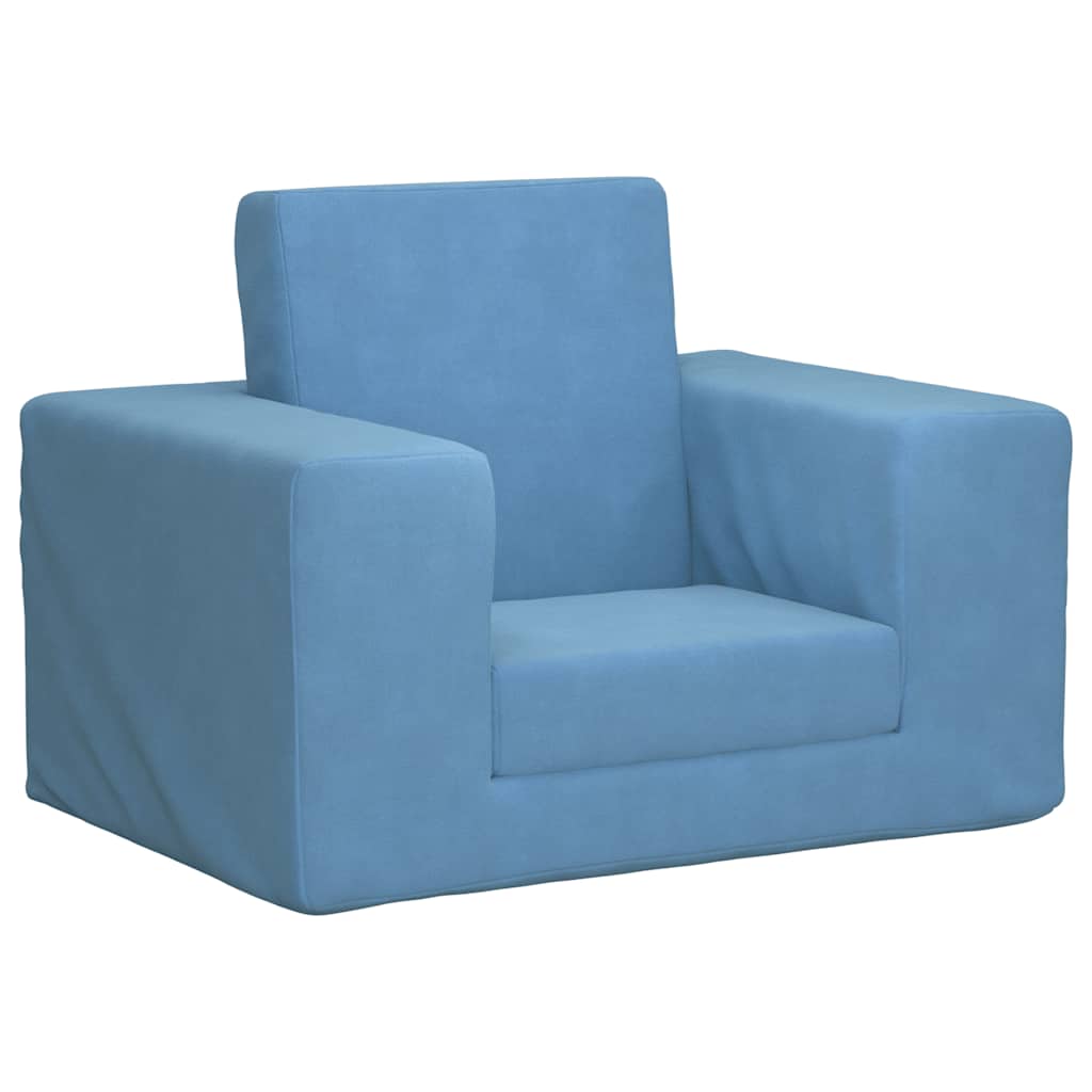 Kinderslaapbank zacht pluche blauw