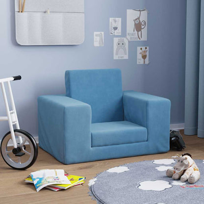 Kinderslaapbank zacht pluche blauw
