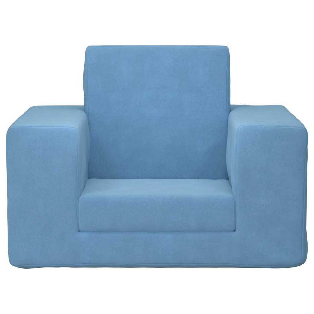 Kinderslaapbank zacht pluche blauw