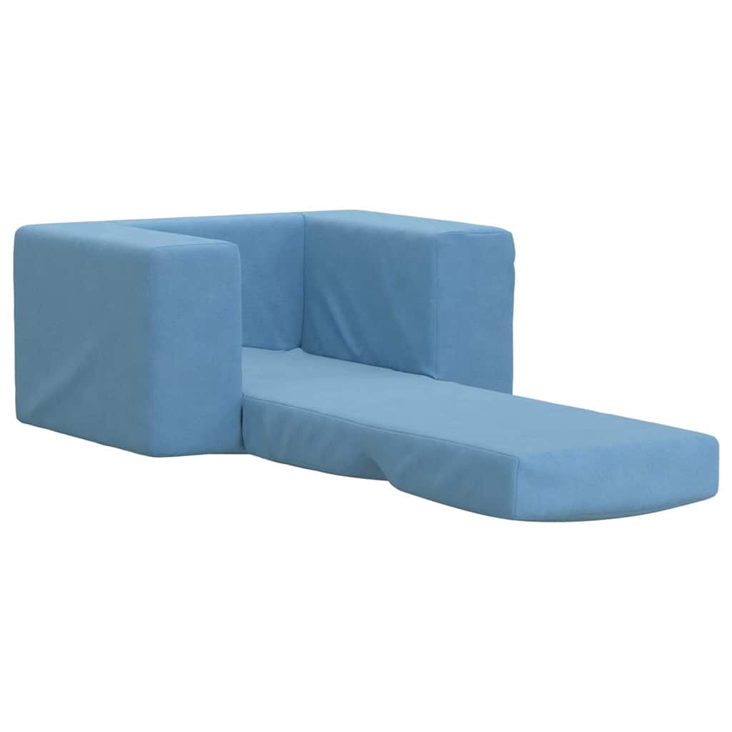 Kinderslaapbank zacht pluche blauw
