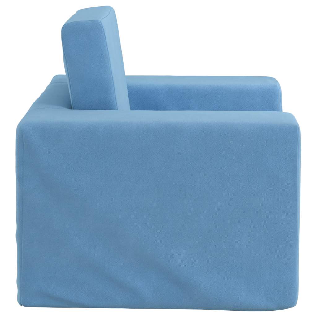 Kinderslaapbank zacht pluche blauw