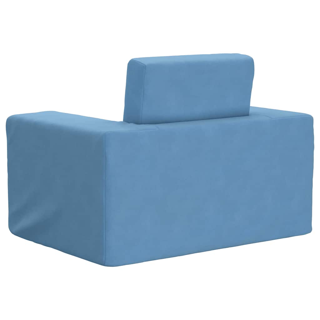 Kinderslaapbank zacht pluche blauw