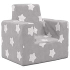 Children's sofa with stars, soft plush, light gray