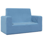 Kinderbank 2-zits pluche blauw 84x38x50 cm