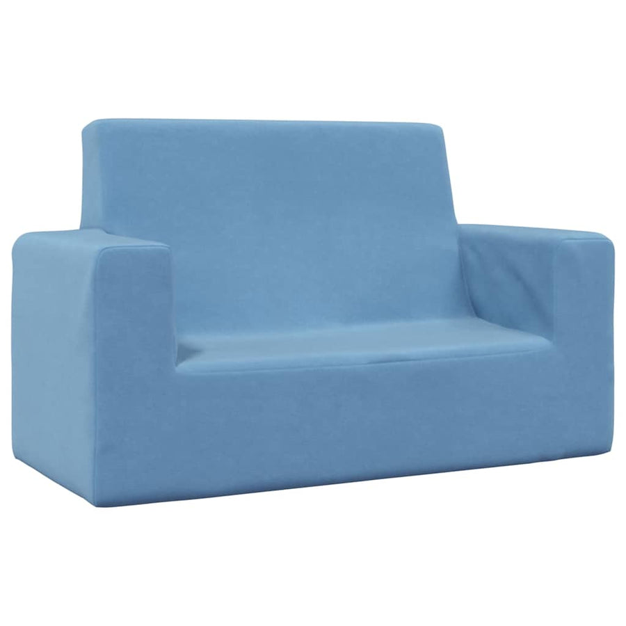 Kinderbank 2-zits zacht pluche blauw