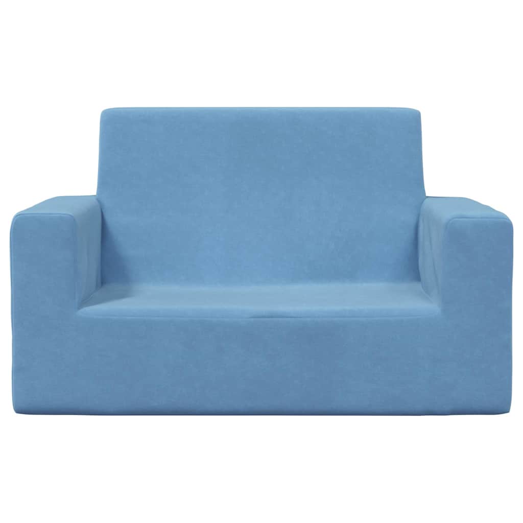 Kinderbank 2-zits zacht pluche blauw