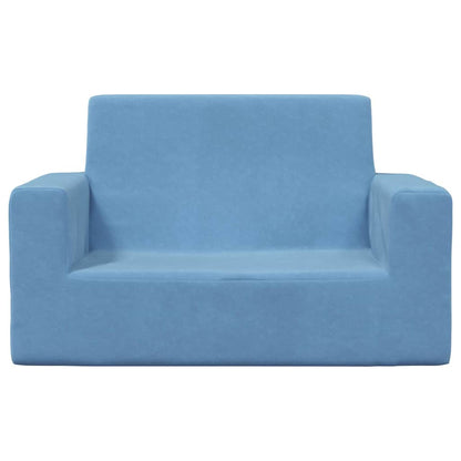Kinderbank 2-zits zacht pluche blauw