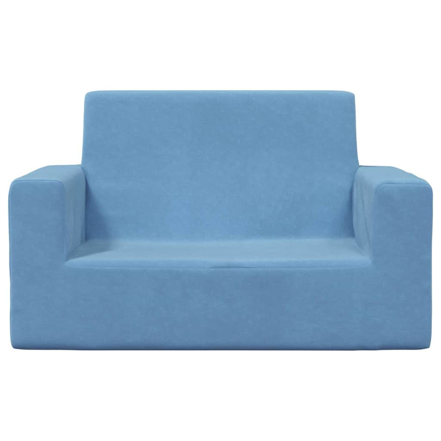 Kinderbank 2-zits zacht pluche blauw
